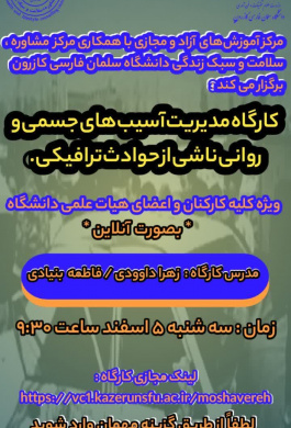 کارگاه مدیریت آسیب‌های جسمی و روانی ناشی از حوادث ترافیکی